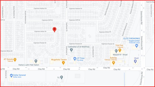 The incident, which took the lives of two men, occurred at about 7 p.m. Tuesday evening in the 19,400 block of Cypress Arbor Drive.