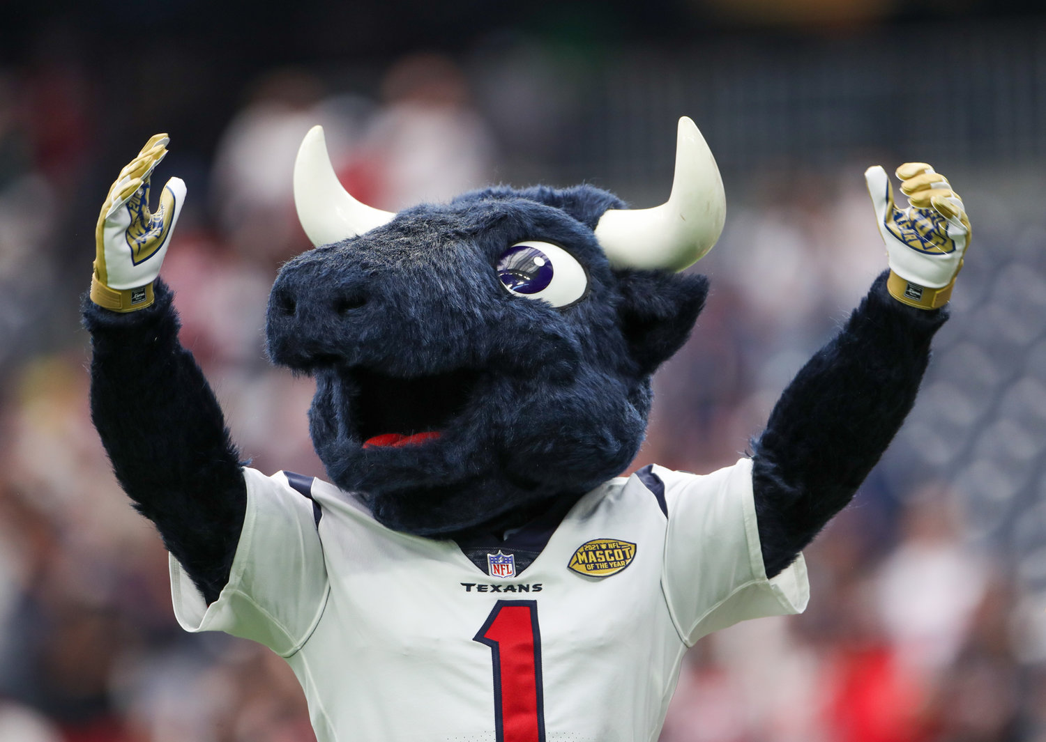 Houston Texans mascot Toro during the first half of an NFL game between the Houston Texans and the Jacksonville Jaguars on September 12, 2021 in Houston, Texas.