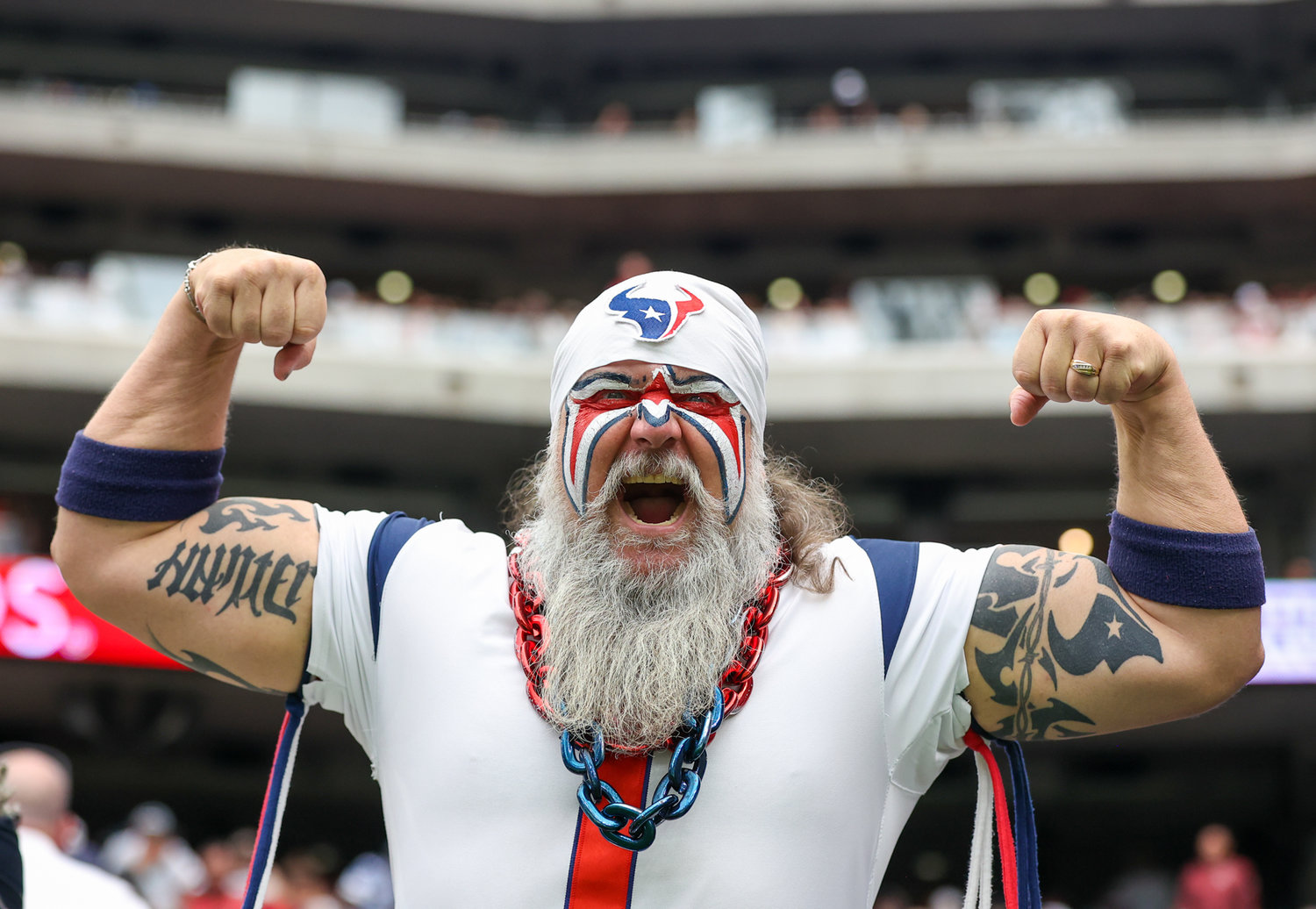 Houston Texans “Ultimate Fan” during an NFL game between the Houston Texans and the Jacksonville Jaguars on September 12, 2021 in Houston, Texas.