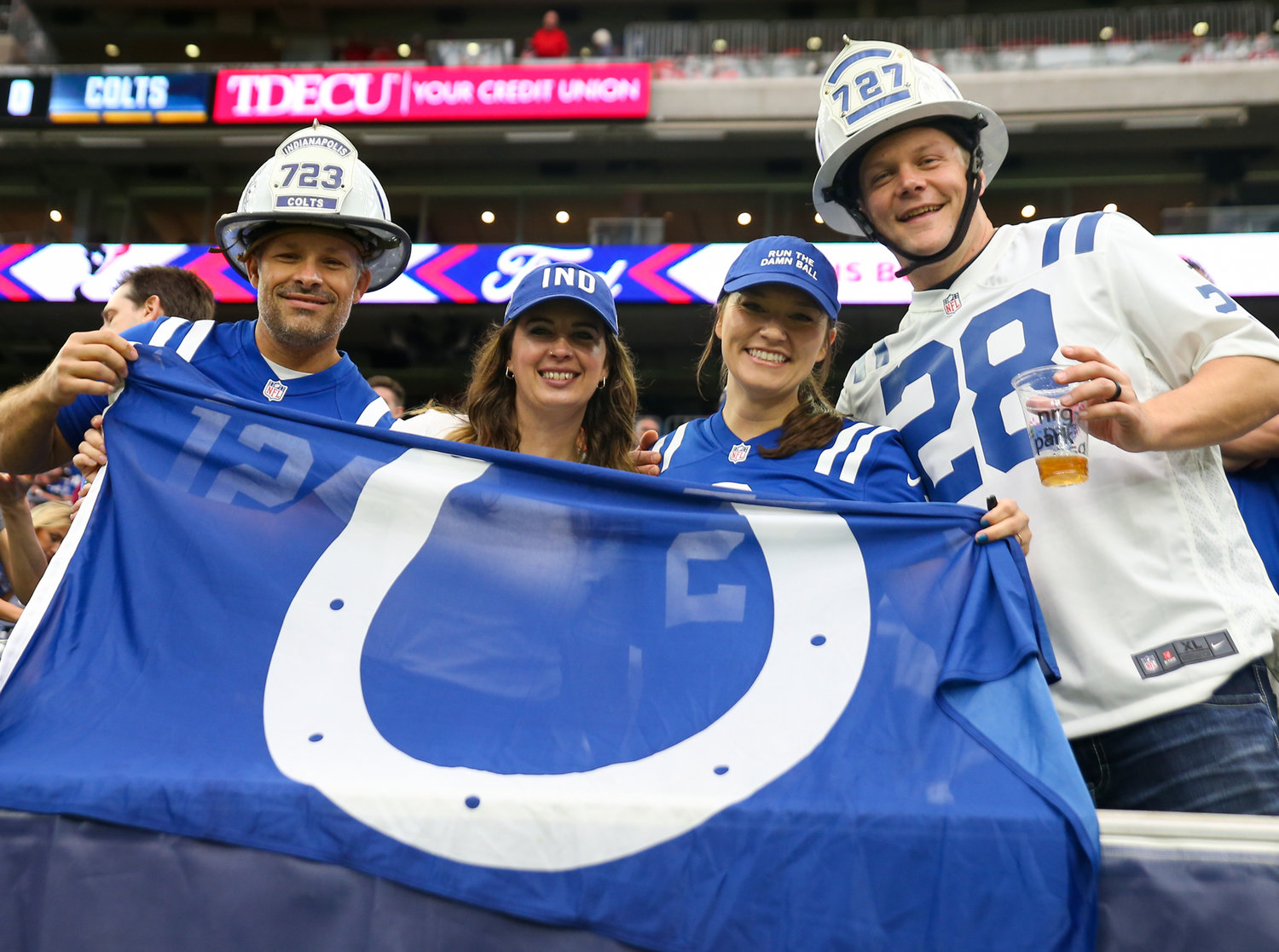 Indianapolis Colts fans before the start of an NFL game between the Texans and the Colts on December 5, 2021 in Houston, Texas.