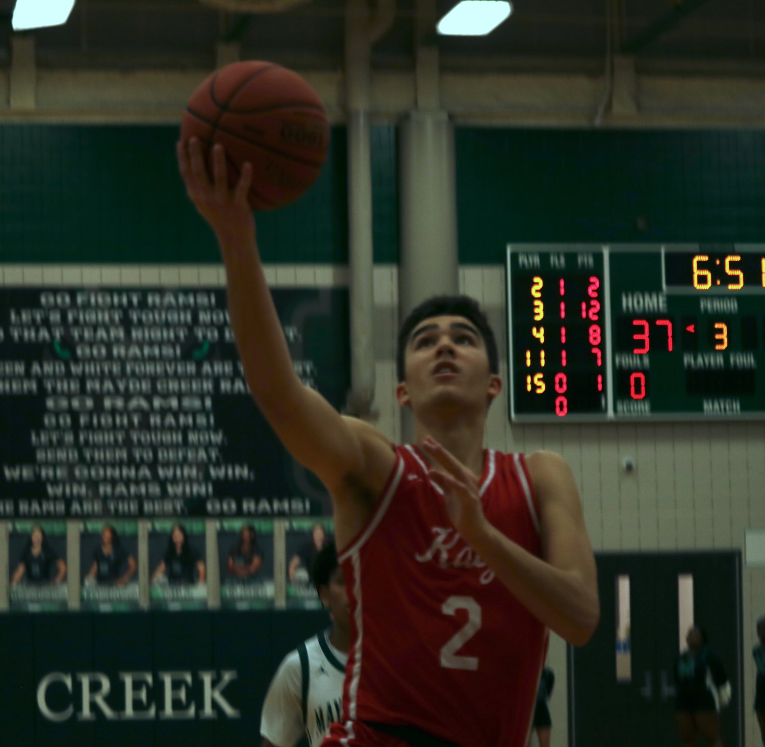 Katy’s Travis Evans shoots a layup during Wednesday’s game at the Mayde Creek gym.