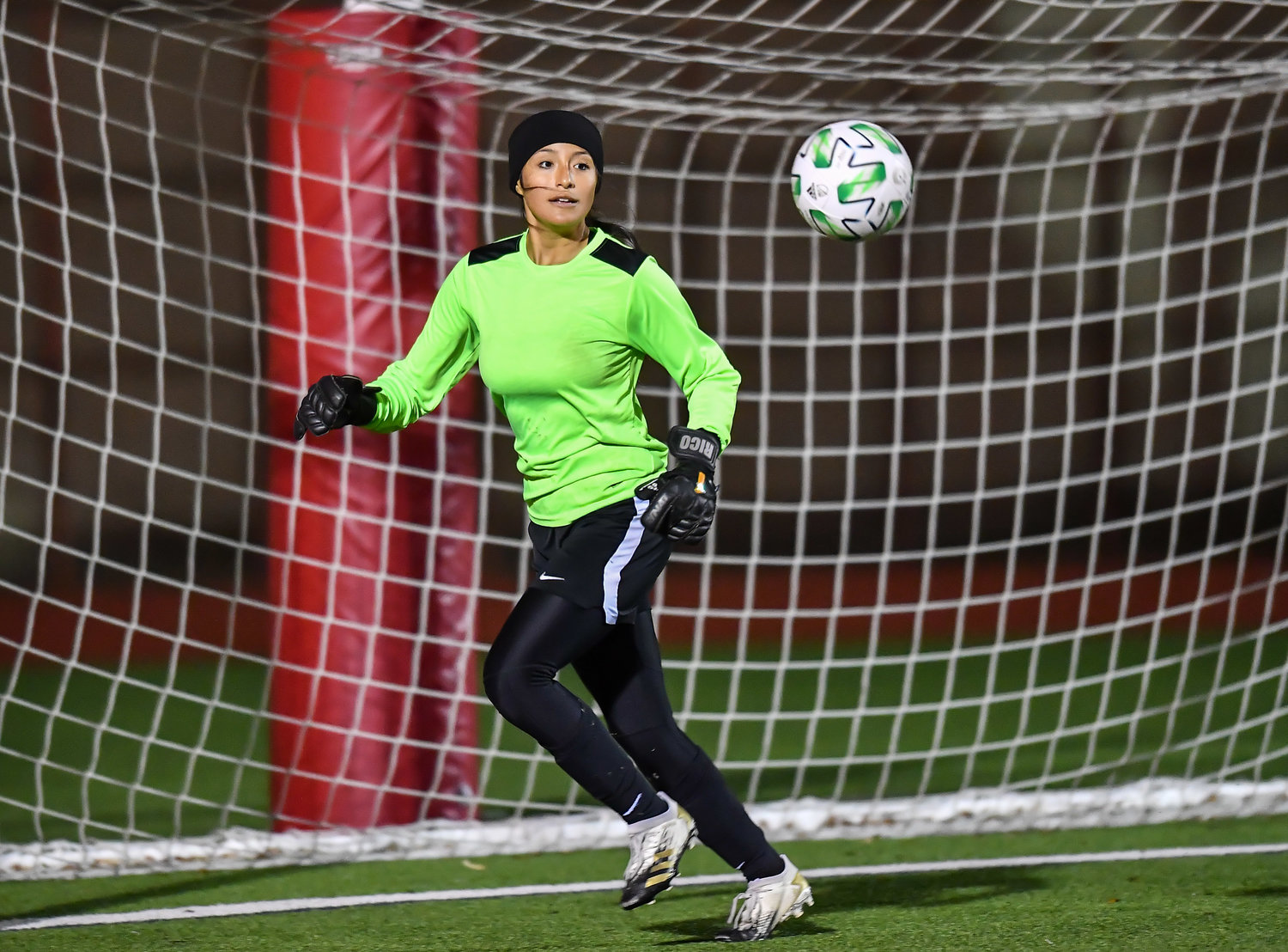 March 8, 2022: Katy's Jessica Rico #99 goal keeper goes for the ball during the Katy vs Katy Taylor soccer match at KHS. (Photo by Mark Goodman / Katy Times)