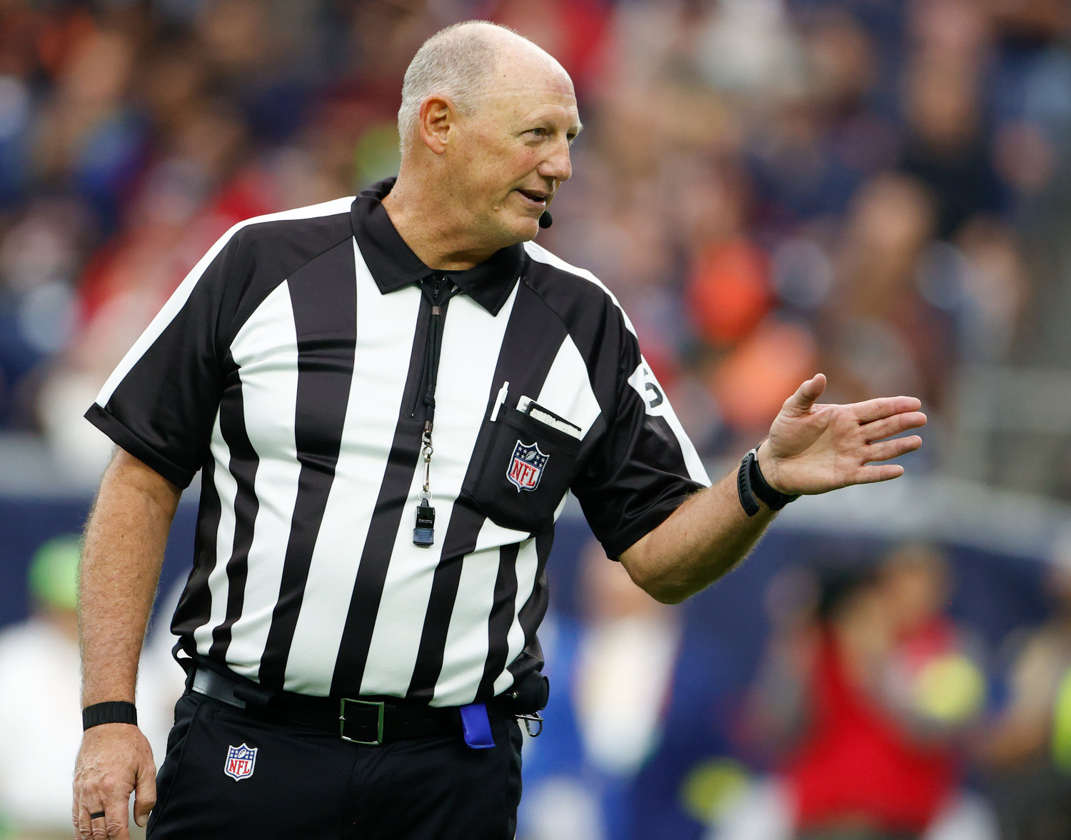 Umpire Paul King (121) during an NFL game between the Houston Texans and the Cleveland Browns on Dec. 4, 2022, in Houston. The Browns won, 27-14.