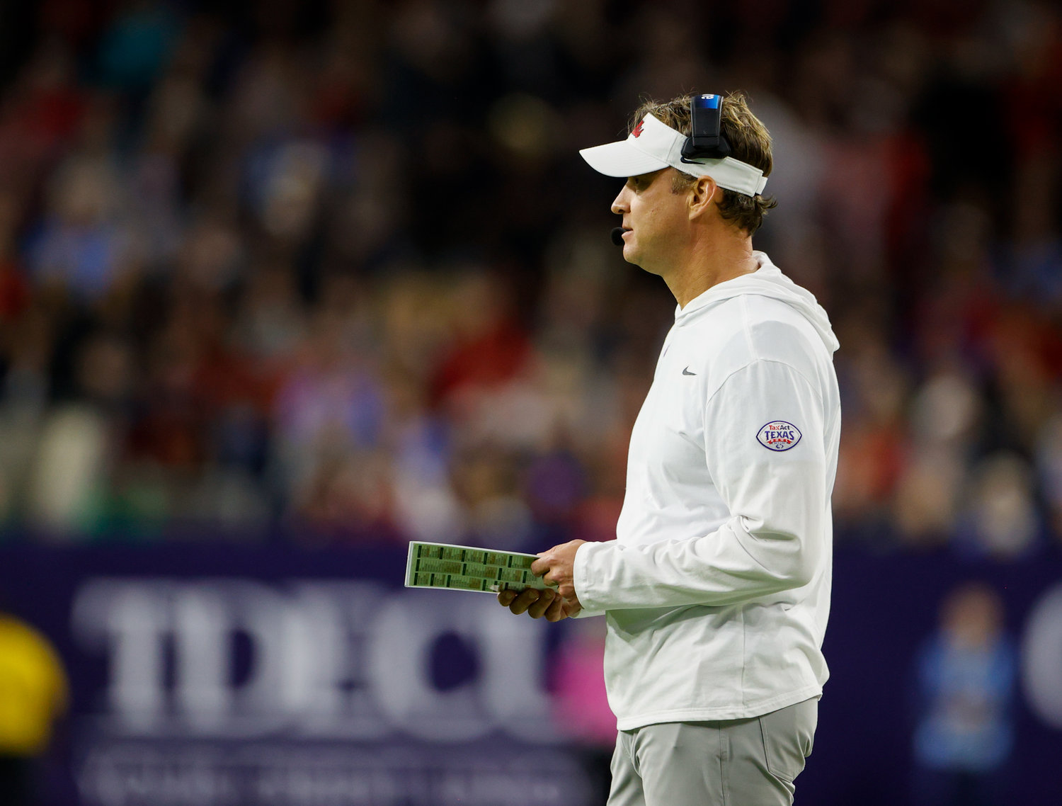 Mississippi head coach Lane Kiffin during the TaxAct Texas Bowl on Dec. 28, 2022 in Houston.