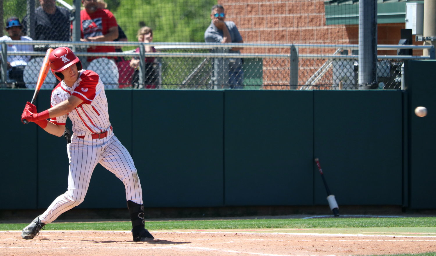 Graham Laxton hits during Saturday's game between Katy and Jordan at the Katy baseball field.
