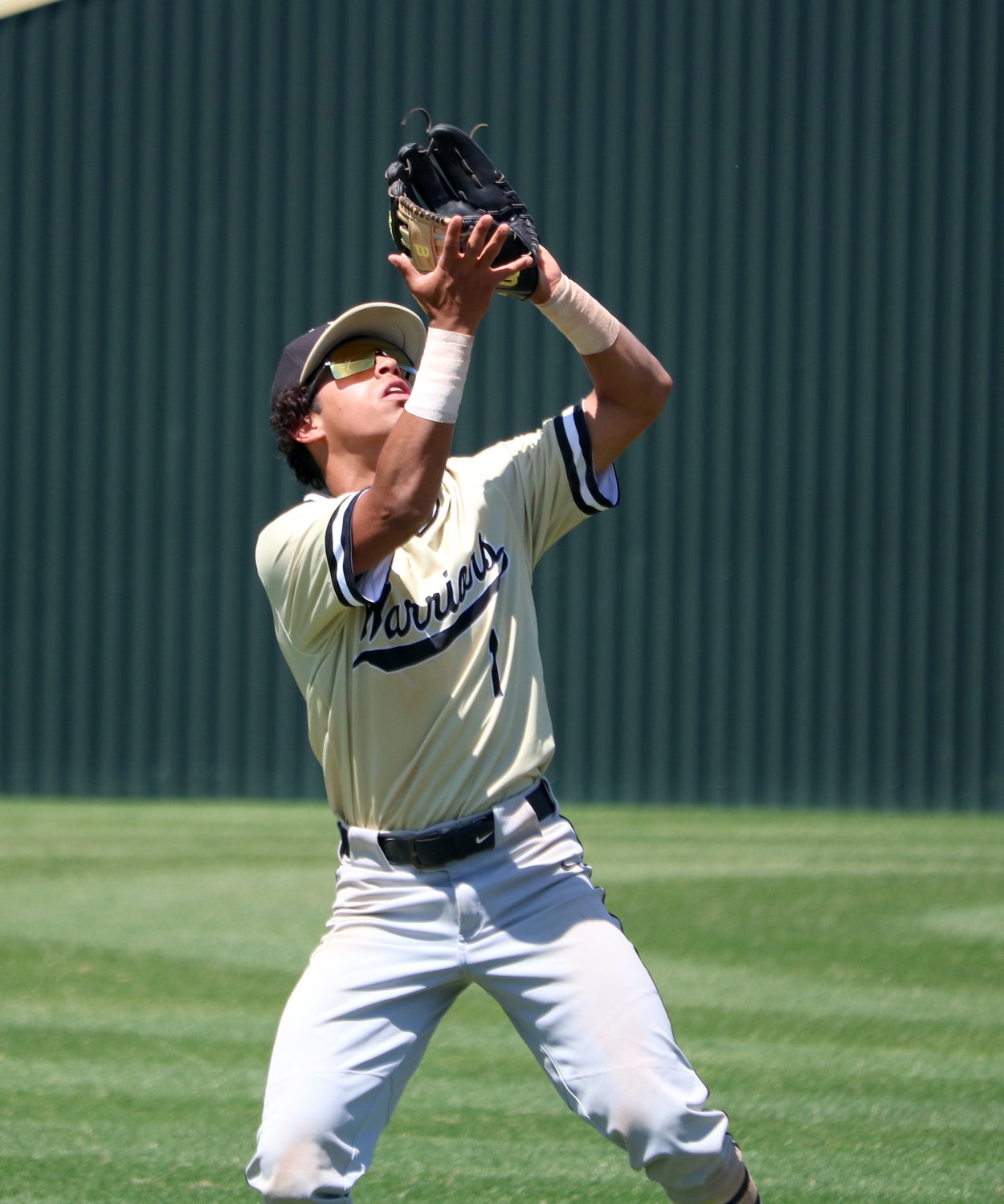 JD Ortigoza catches a fly ball during Saturday's game between Katy and Jordan at the Katy baseball field.