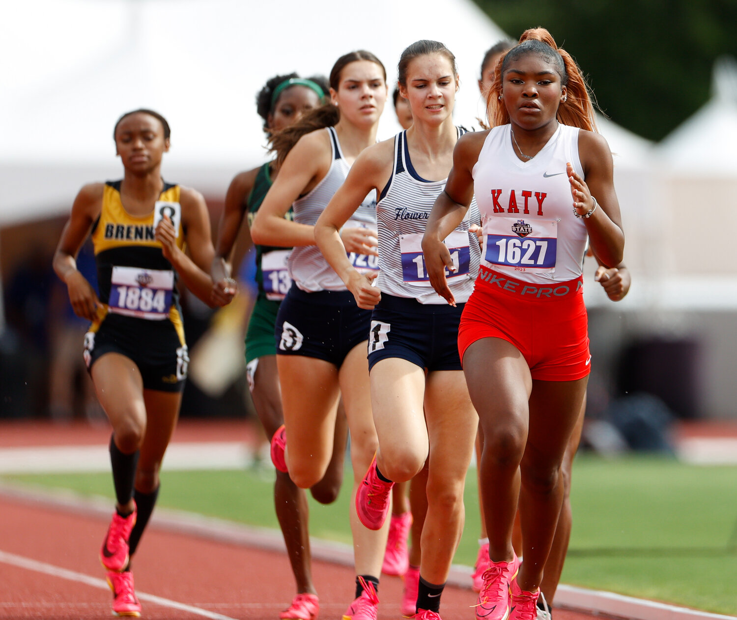 Elizabeth Brooks of Katy High School (1627) runs in the Class 6A 800-meter run during the UIL State Track and Field Meet on Saturday, May 13, 2023 in Austin.