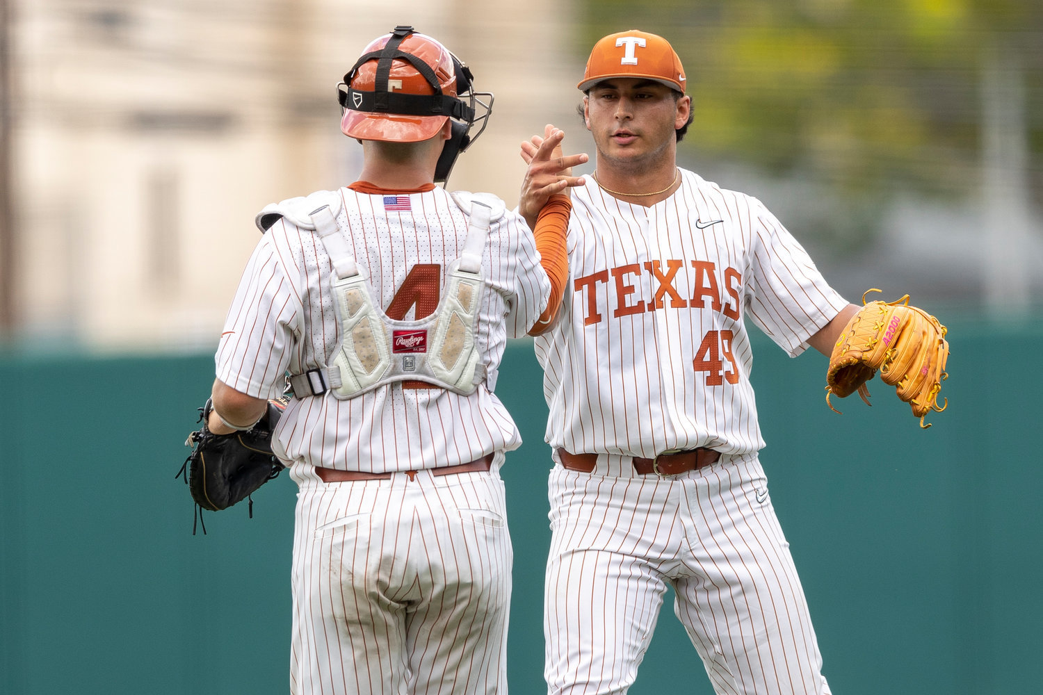 Jared Southard, right, has made 15 appearances in his Texas career and pitched 12.1 innings, allowing two runs on five hits with 22 strikeouts.