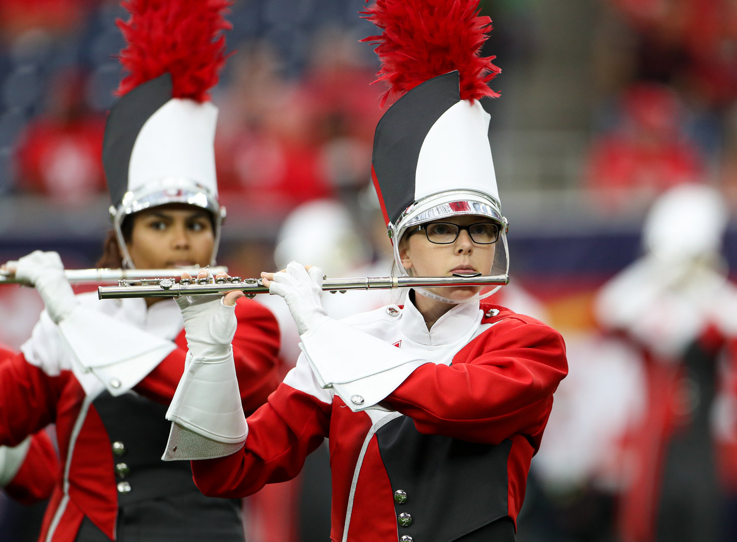The Houston Cougars band performs before an NCAA football game between Houston and Texas Tech on September 4, 2021 in Houston, Texas.