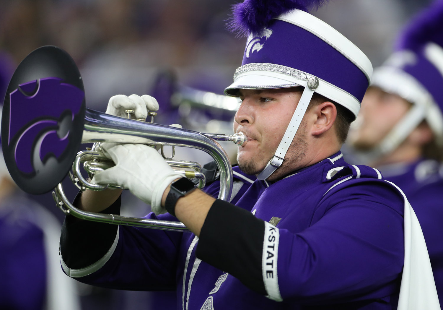 A member of the Kansas State Wildcats band performs before the start of the TaxAct Texas Bowl on Jan. 4, 2022 in Houston, Texas.