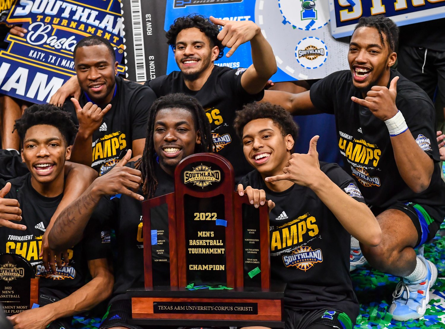 March 12, 2022:  A&M-Corpus Christi punches a ticket to March Madness after winning the Southland Conference Basketball Championship game between A&M Corpus Christi vs Southeastern Louisiana. (Photo by Mark Goodman / Katy Times)