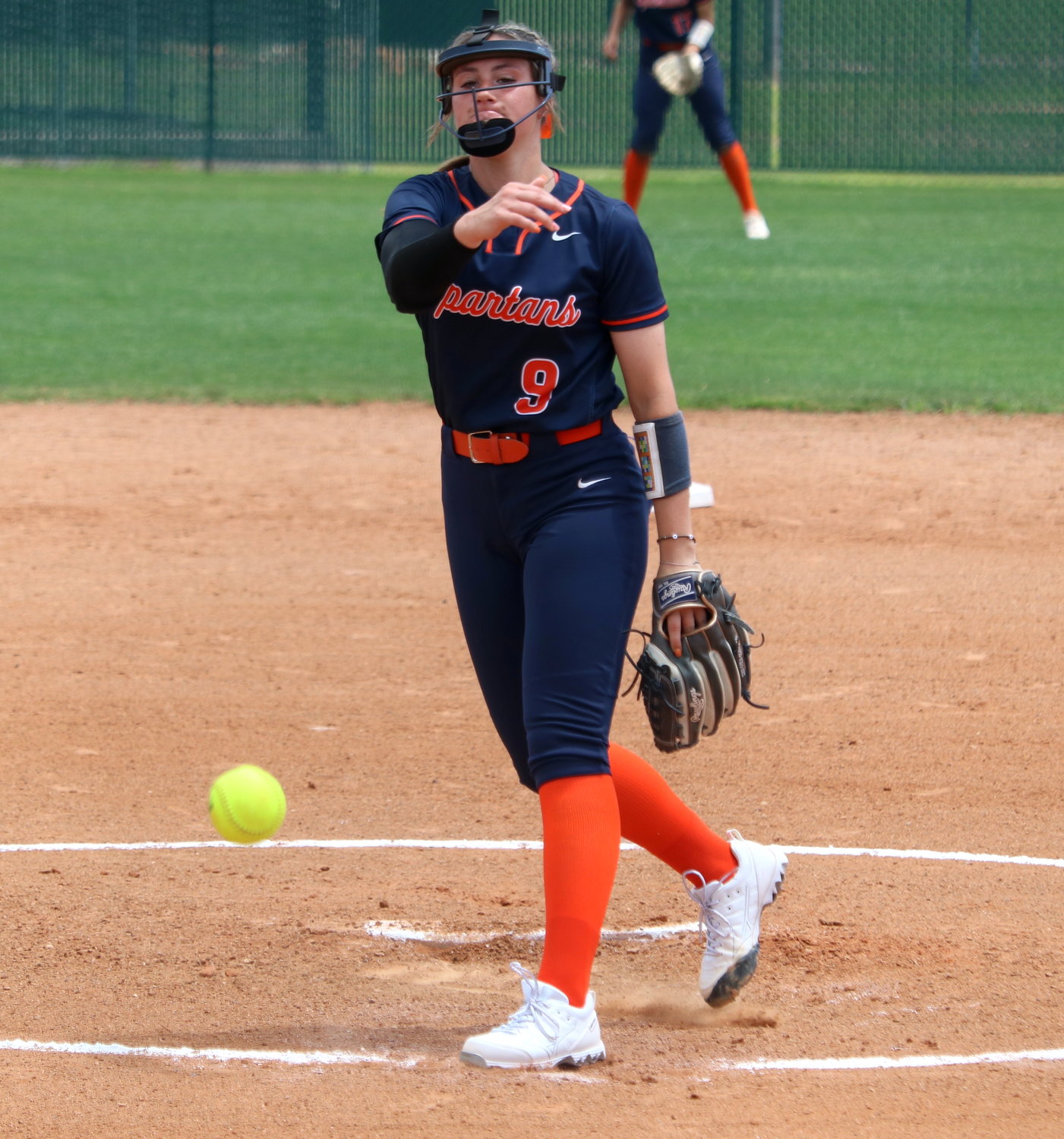Amy Abke pitches during an area round game between Seven Lakes and Jersey Village at Seven Lakes.